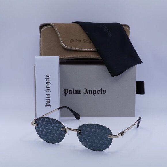 Palm Angels PERI10H CRYSTAL 7607 Oval Sunglasses - Gold/Dark Grey - Picture 5 of 10